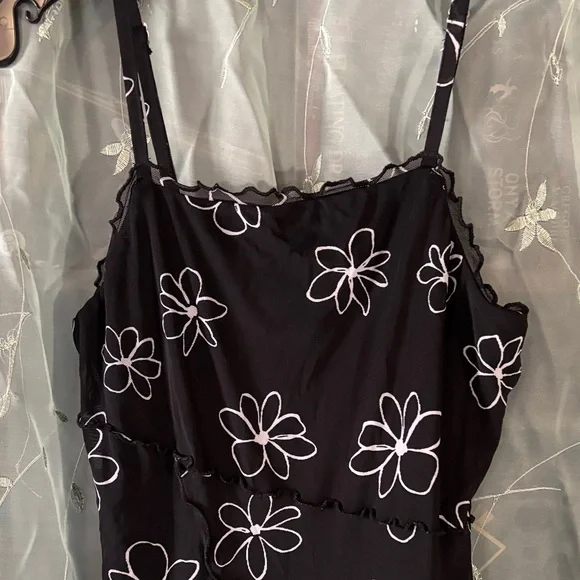 Wild Fable Black Mini Dress with White Floral Accents - Picture 4 of 5